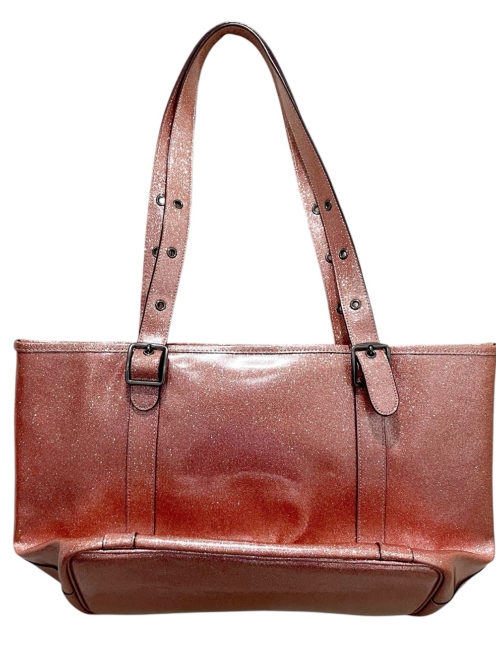Coach Ferry Tote Rose Gold Glitter Patent Leather Pink Women Size One Size - Picture 7 of 9
